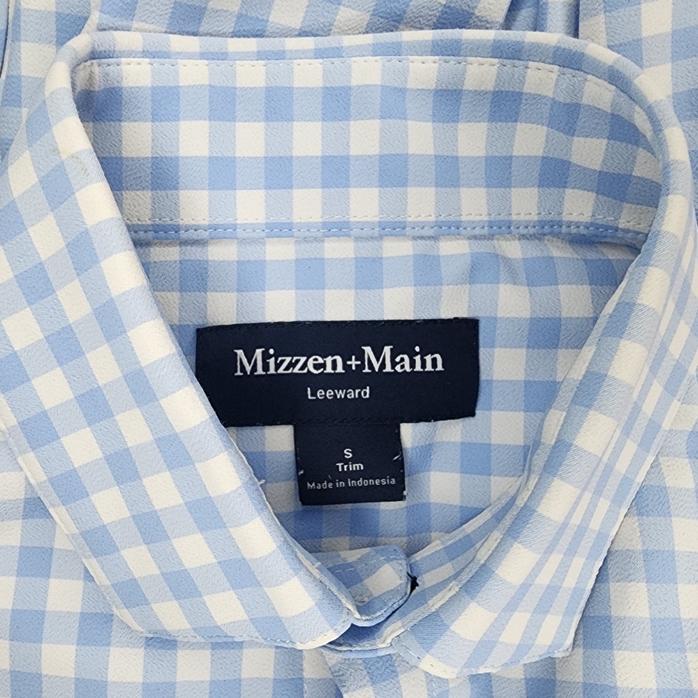 Mizzen+Main Leeward Trim Fit Gingham Button-Up Shirt, Mens Small - Picture 4 of 6